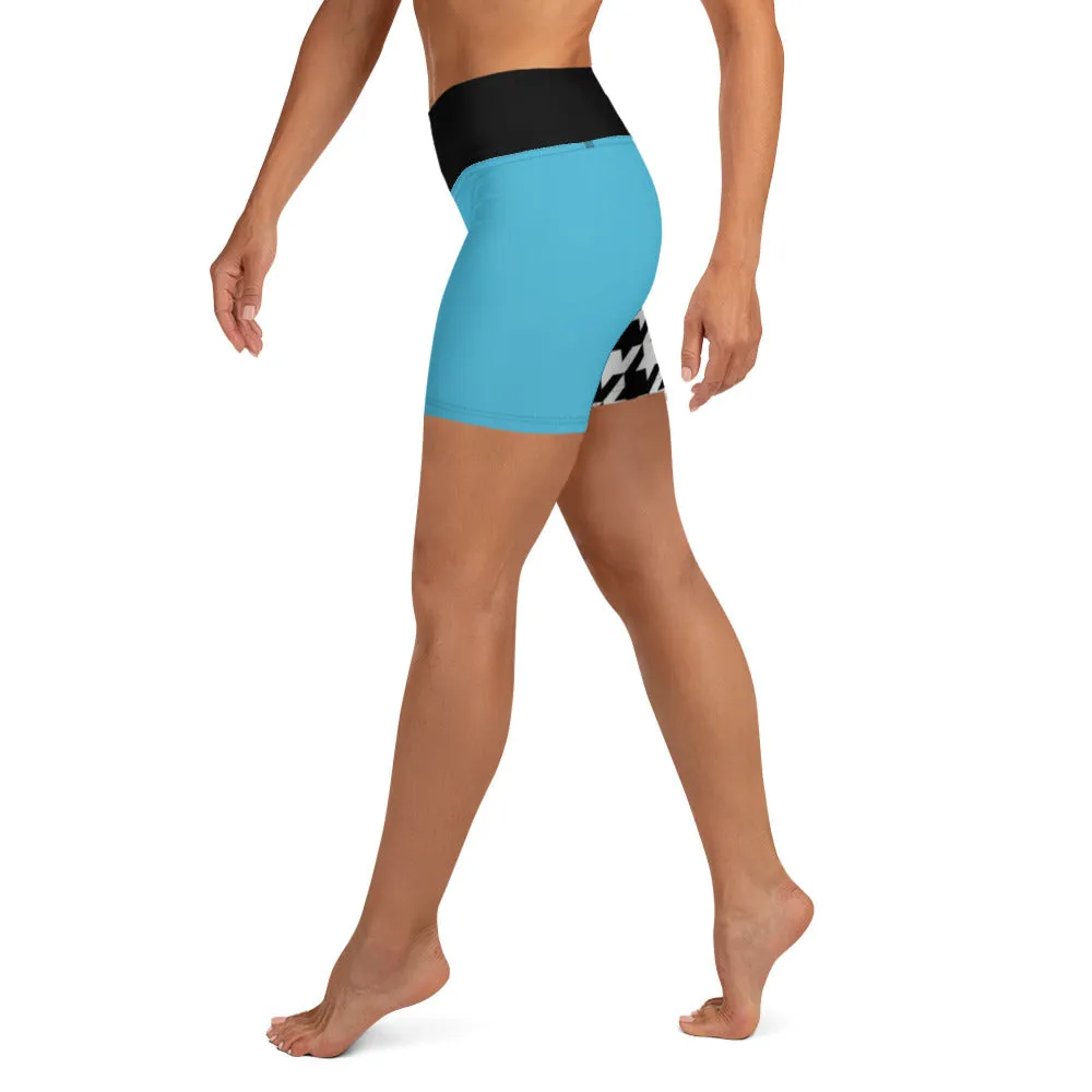Teal and Houndstooth Yoga Shorts