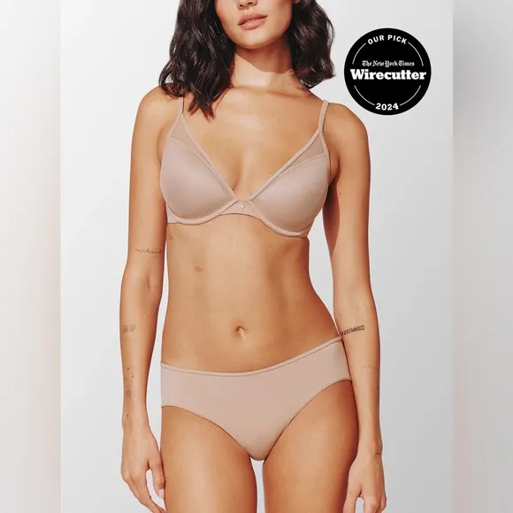 ThirdLove 24/7 Classic Contour Plunge Bra Dark Taupe Push Up Removable Pads 34G