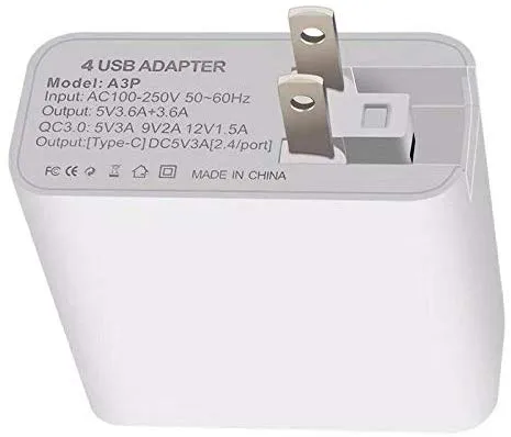 Travel Charger Quick Charge 3.0 Tech Four Charging Port Foldable Plug Applicable for iPhone iPad Mini Pro Galaxy Note  QC3.0 US regulations