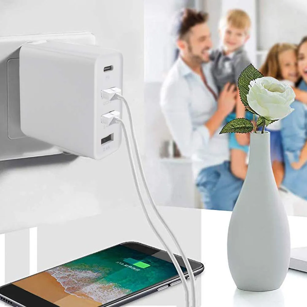 Travel Charger Quick Charge 3.0 Tech Four Charging Port Foldable Plug Applicable for iPhone iPad Mini Pro Galaxy Note  QC3.0 US regulations