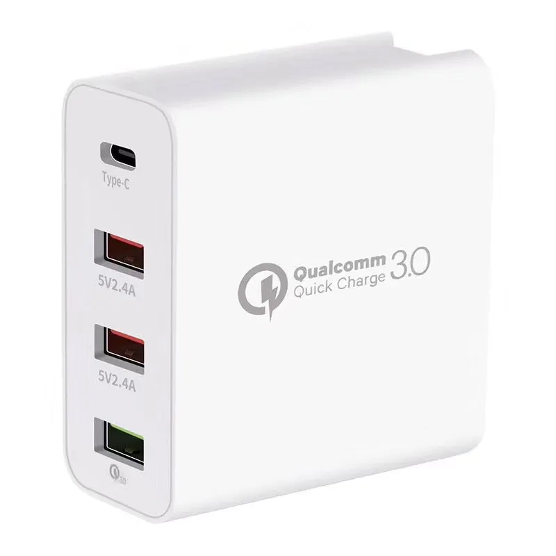 Travel Charger Quick Charge 3.0 Tech Four Charging Port Foldable Plug Applicable for iPhone iPad Mini Pro Galaxy Note  QC3.0 US regulations