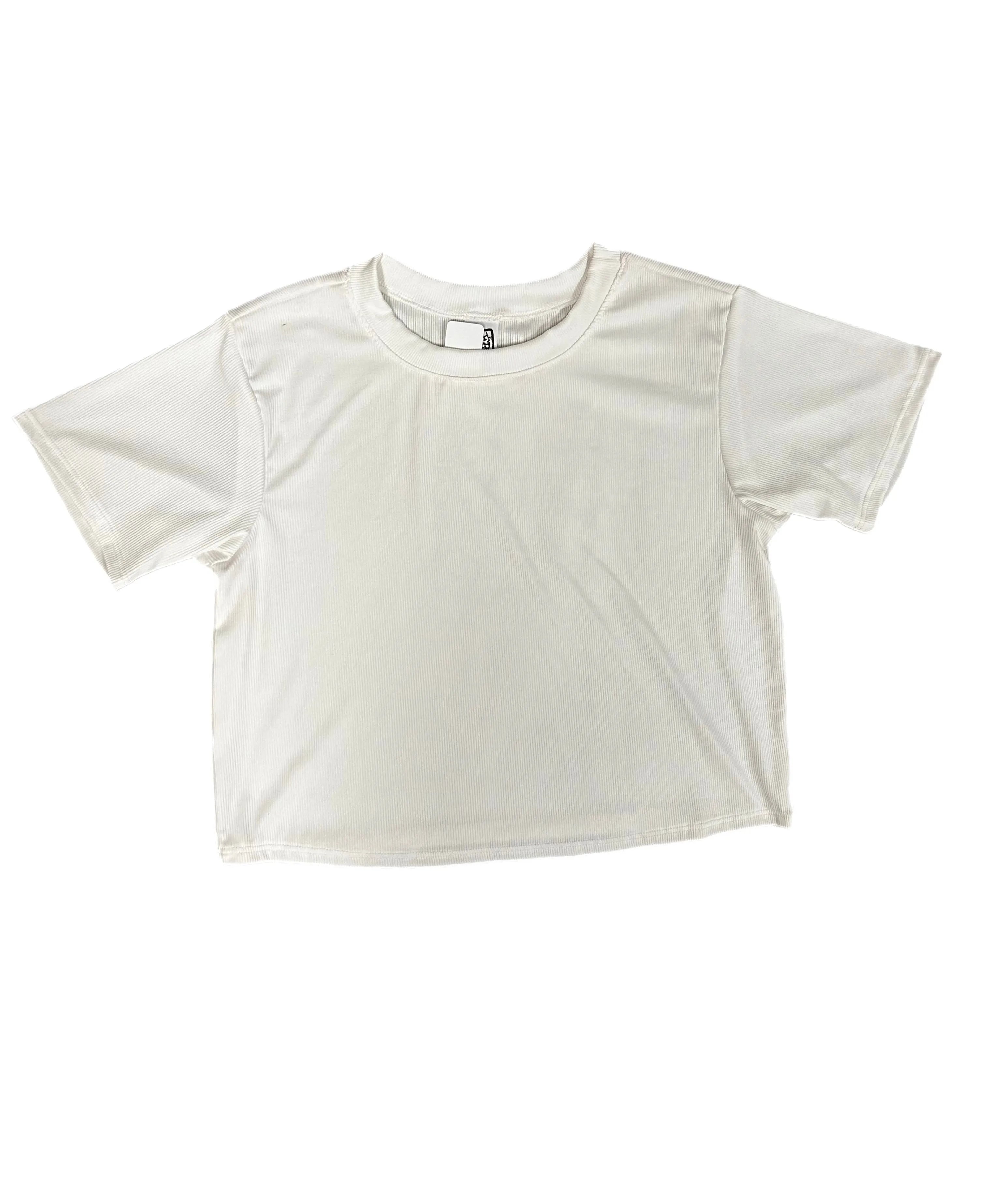 TWEEN SOLID RIBBED SHORT SLEEVE BOXY YOGA TEE (MULTIPLE COLORS)
