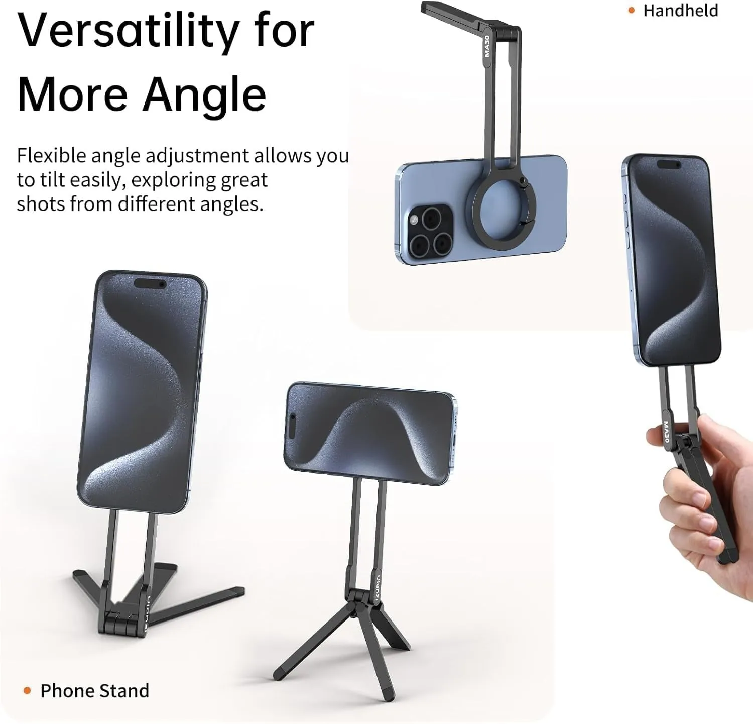 ULANZI MA30 Magnetic Phone Tripod Stand for iPhone - Aluminium Maglock Smartphone Mini Tripod Pocket Cell Phone Stand Dual-Sided Magnet Quick Mount Compatible with iPhone 16 15 14 13 12 Magsafe
(Yellow)