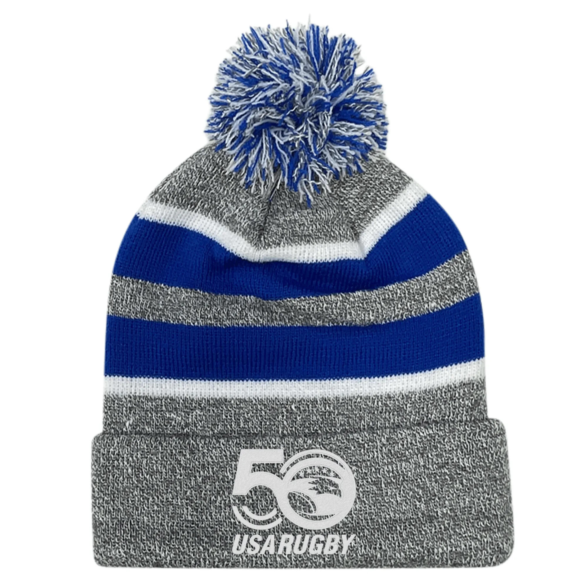 USA Rugby 50th Anniversary Hooped Knit Pom-Pom Beanie