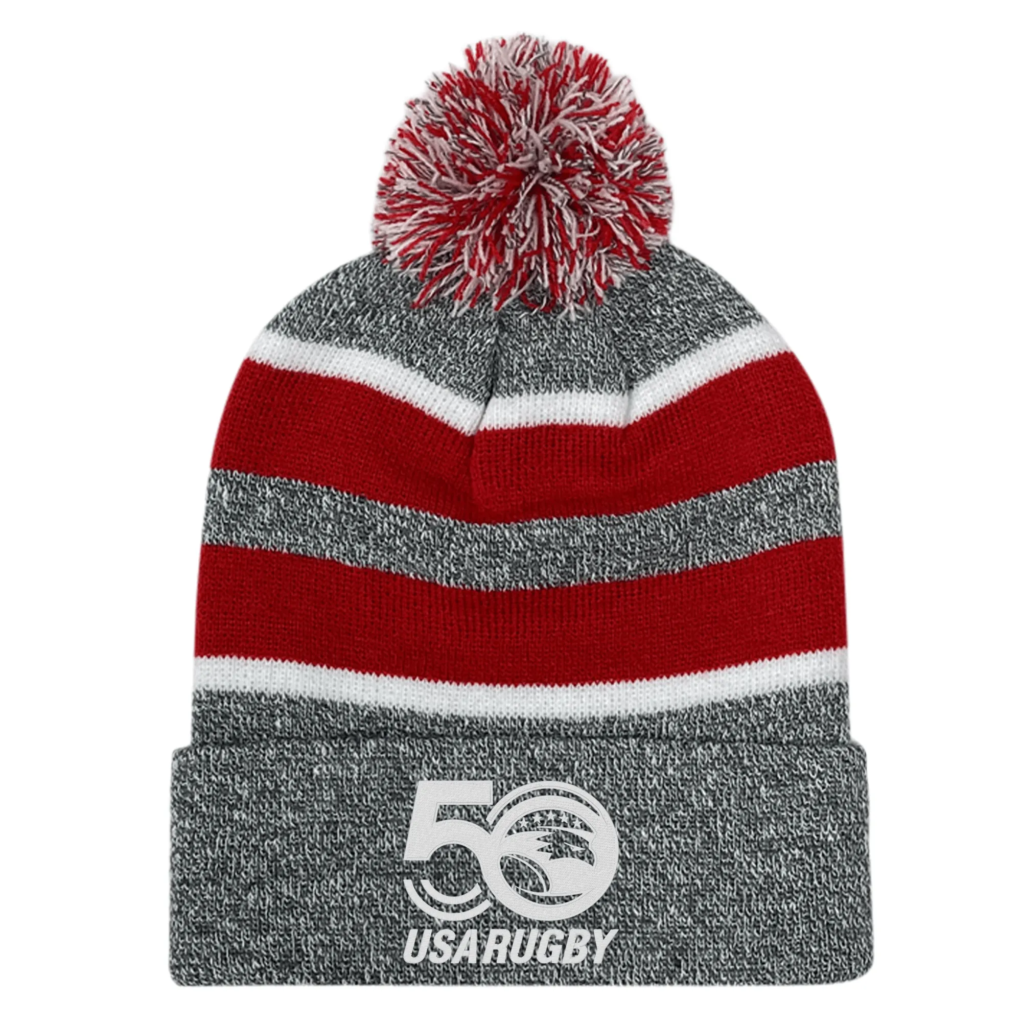 USA Rugby 50th Anniversary Hooped Knit Pom-Pom Beanie