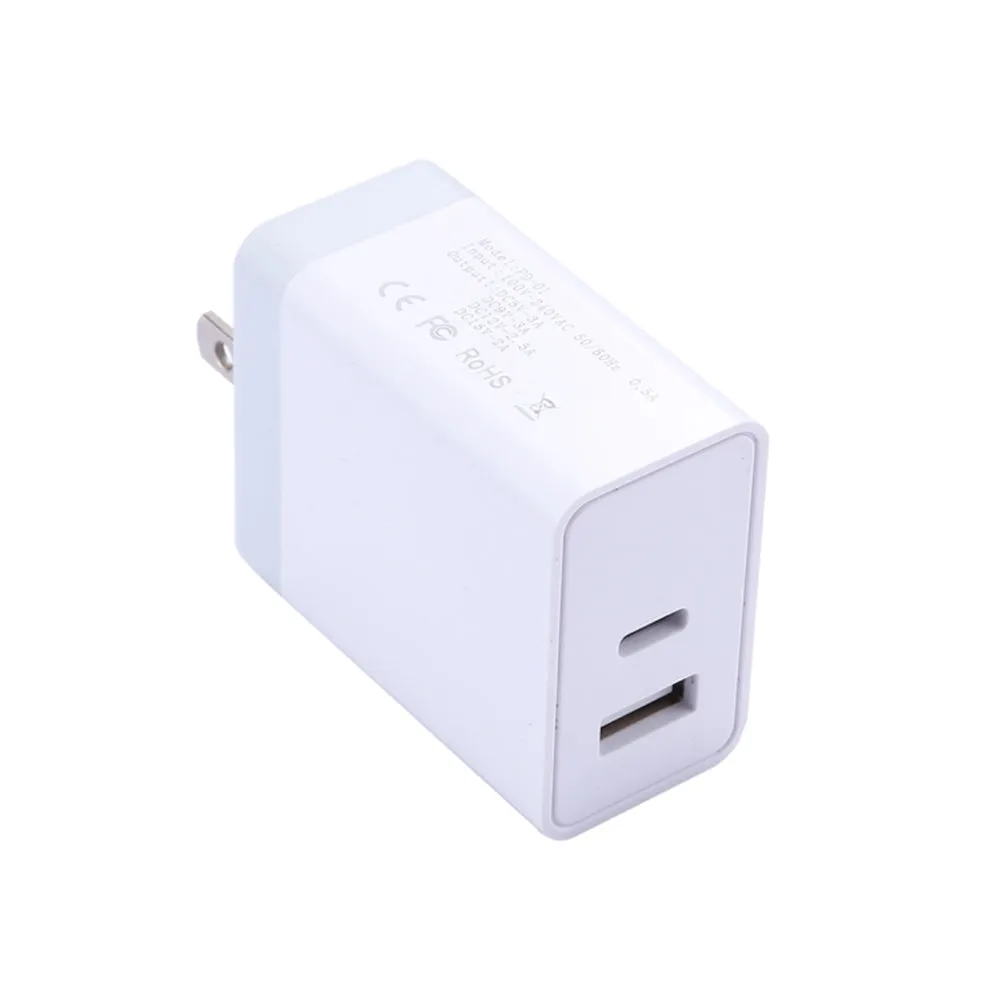USB C PD Charger 29W Power Delivery Type c Wall Charger with 2 Ports for iPhone Android American regulations white