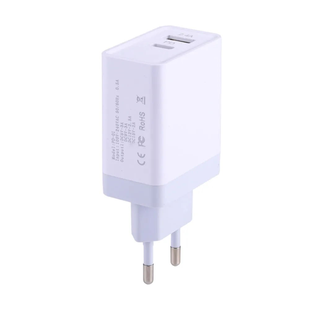 USB C PD Charger 29W Power Delivery Type c Wall Charger with 2 Ports for iPhone Android American regulations white