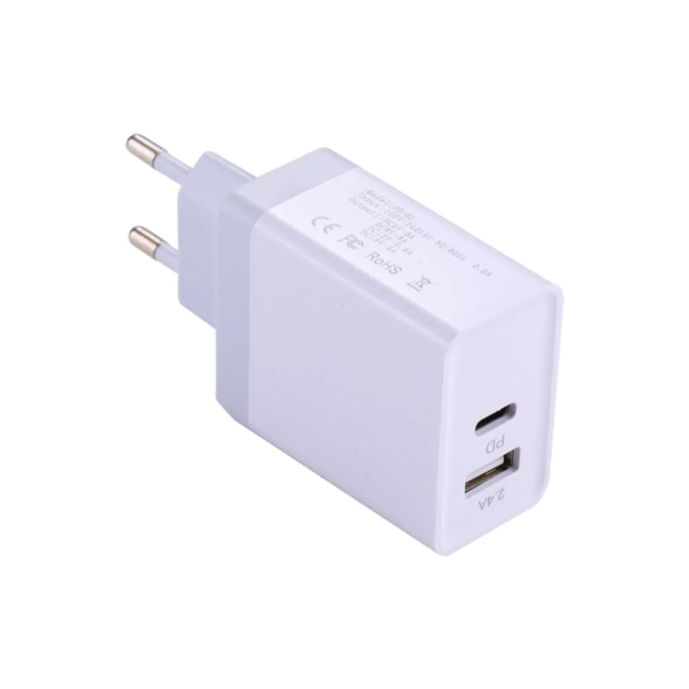 USB C PD Charger 29W Power Delivery Type c Wall Charger with 2 Ports for iPhone Android American regulations white