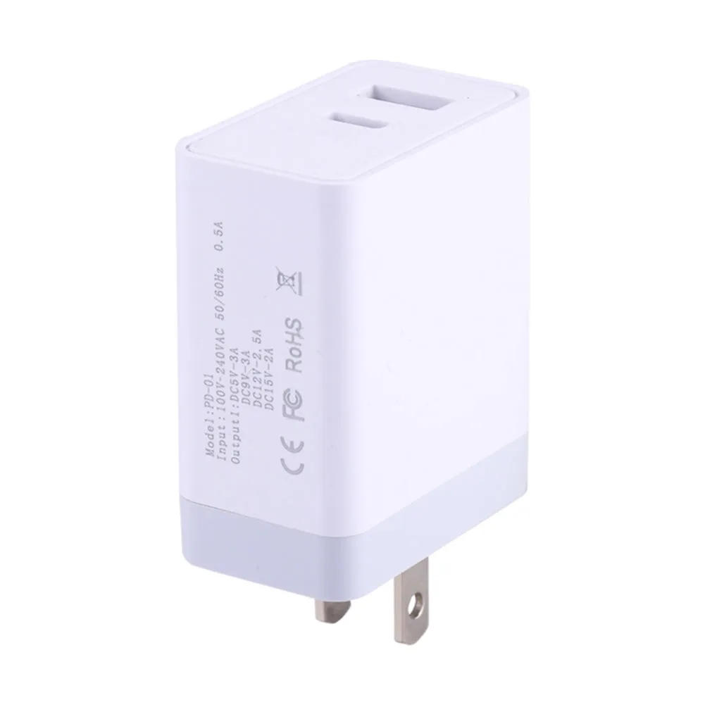 USB C PD Charger 29W Power Delivery Type c Wall Charger with 2 Ports for iPhone Android American regulations white