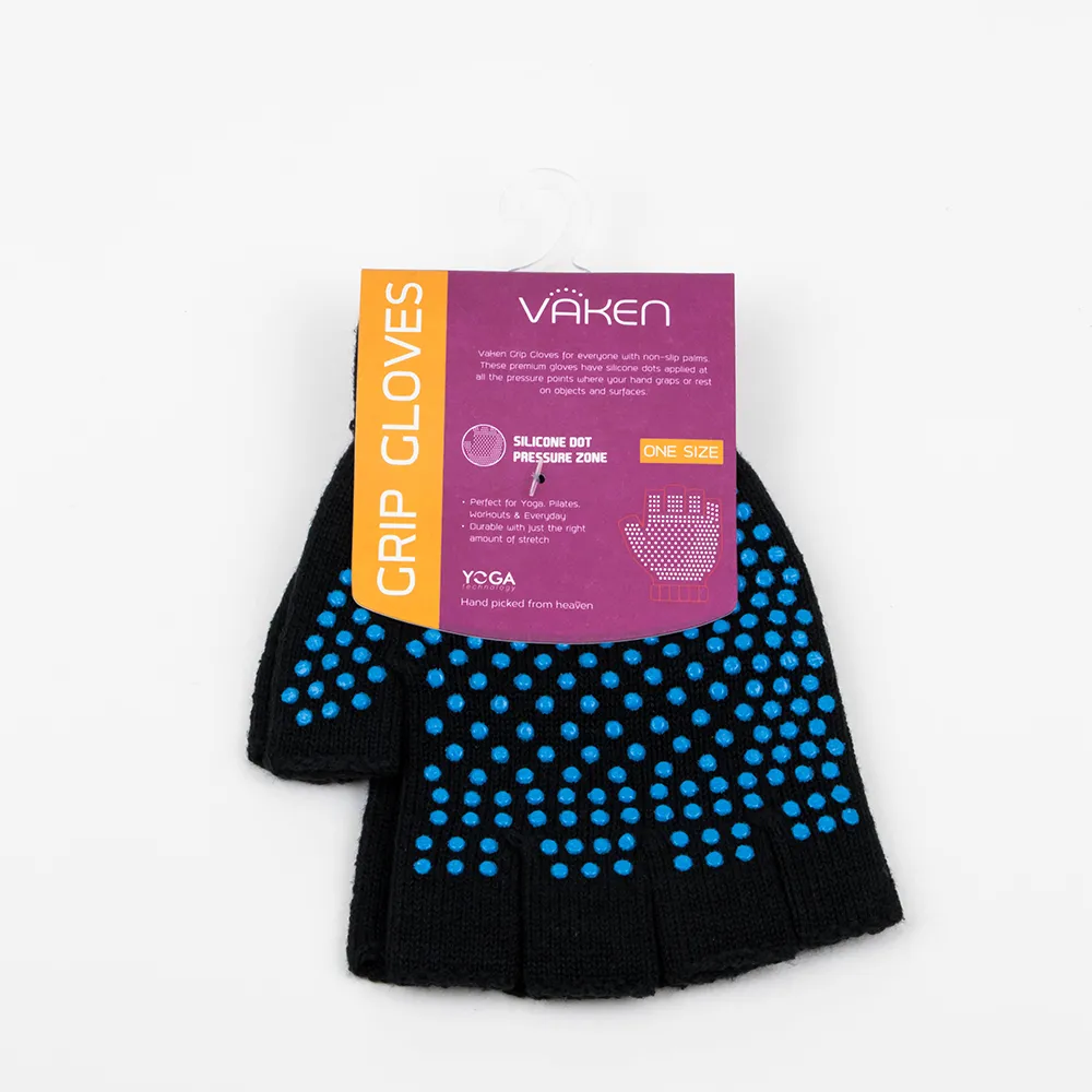 Vaken Grip Gloves-1 Pairs/Pack - Black Dot Blue