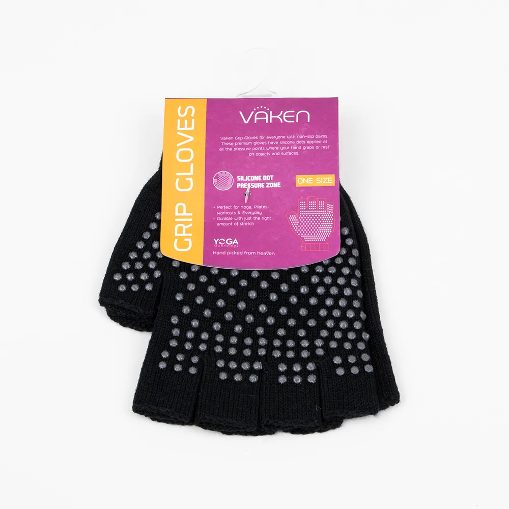 Vaken Grip Gloves-1 Pairs/Pack - Black Dot Grey