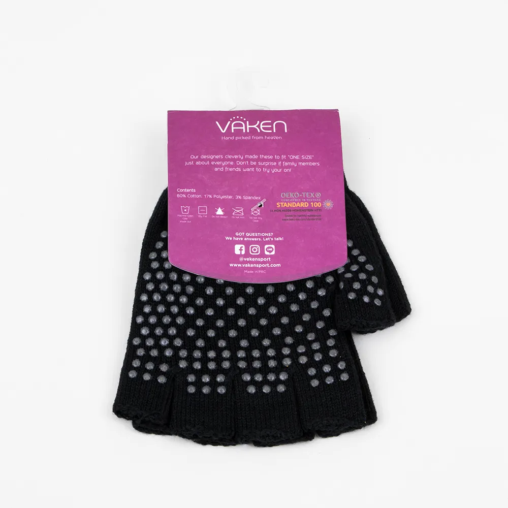 Vaken Grip Gloves-1 Pairs/Pack - Black Dot Grey