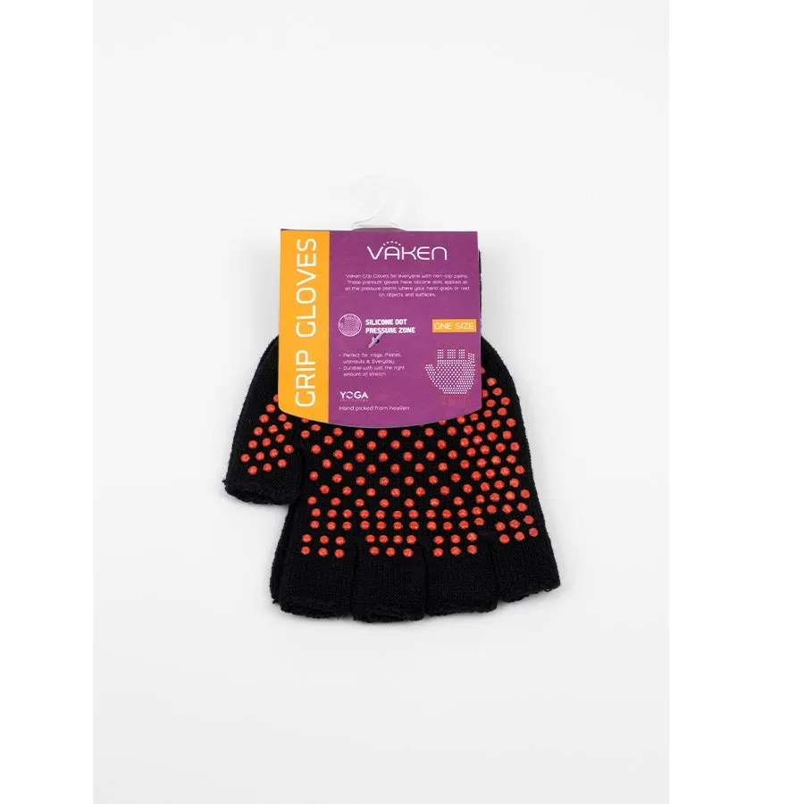 Vaken Grip Gloves-1 Pairs/Pack - Black Dot Orange