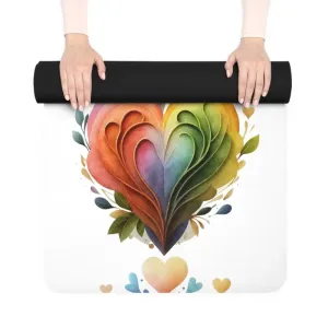Vibrant Rubber Yoga Mat in Colorful Hearts Style
