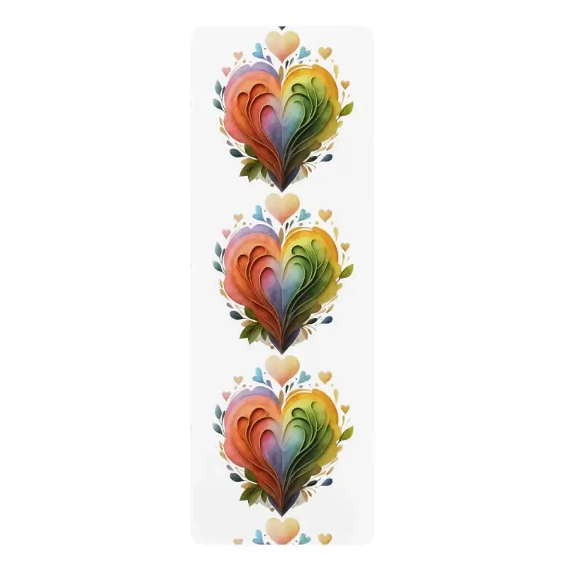Vibrant Rubber Yoga Mat in Colorful Hearts Style