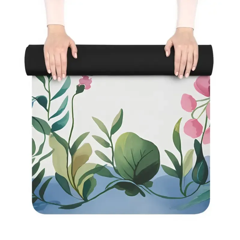 Vibrant Spring Flowers Rubber Yoga Mat
