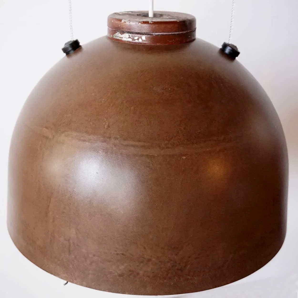 Vintage Danish Dome Industrial Street Light Philips Copenhagen Model Patinated Fiberglass