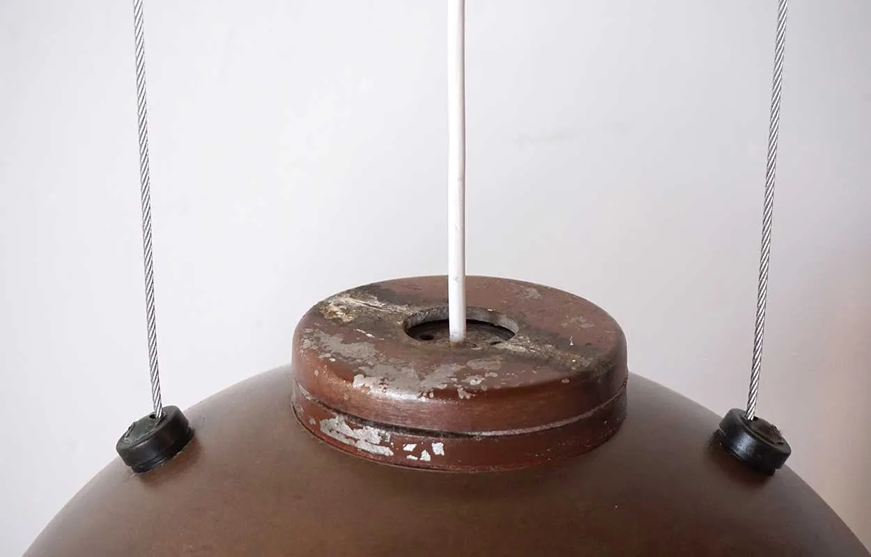 Vintage Danish Dome Industrial Street Light Philips Copenhagen Model Patinated Fiberglass