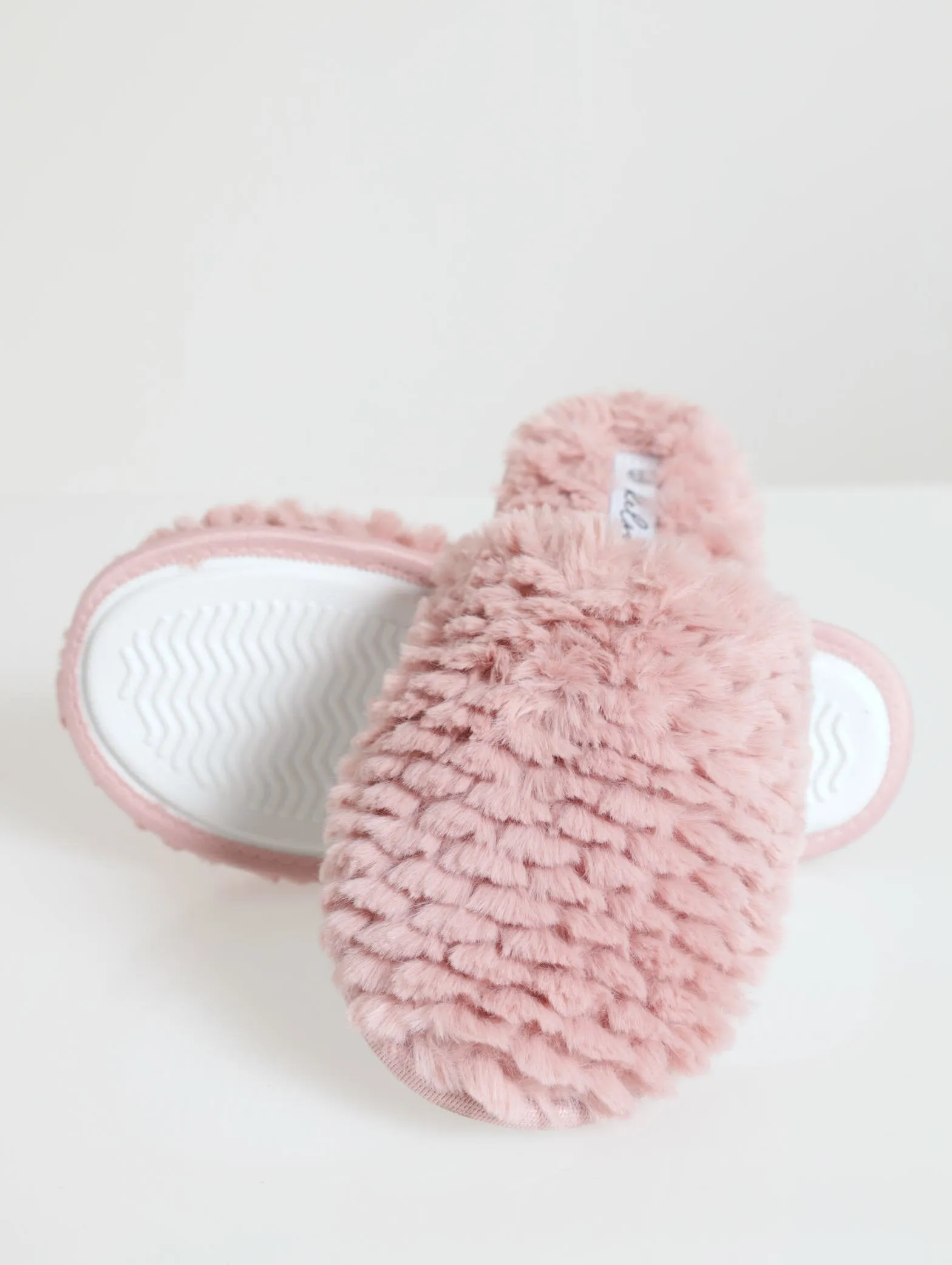 Waffel Fur Closed Toe Slipper - Blush