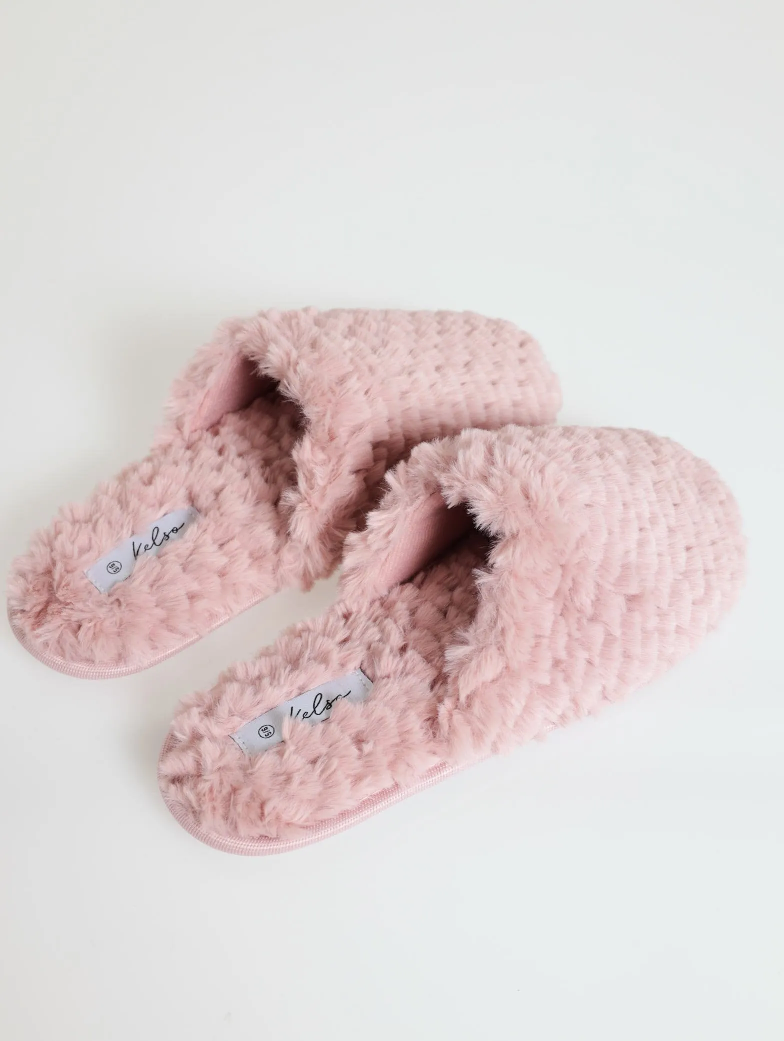 Waffel Fur Closed Toe Slipper - Blush