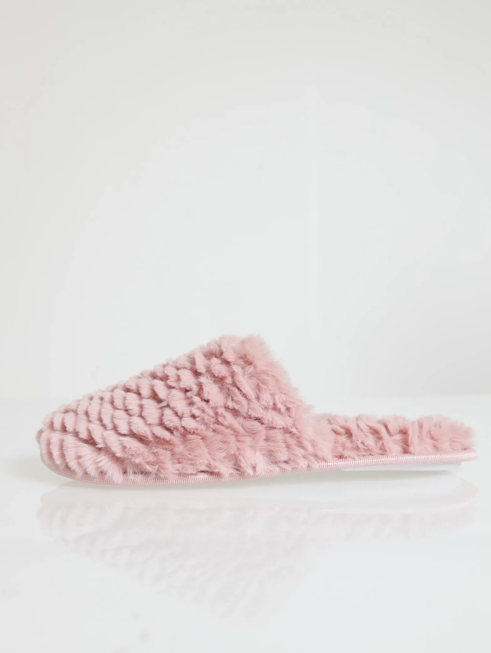 Waffel Fur Closed Toe Slipper - Blush