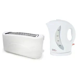 WHITE 1.7L 2200W CORDLESS ELECTRIC JUG KETTLE   4 SLICE TOASTER SET 2YR WARRANTY