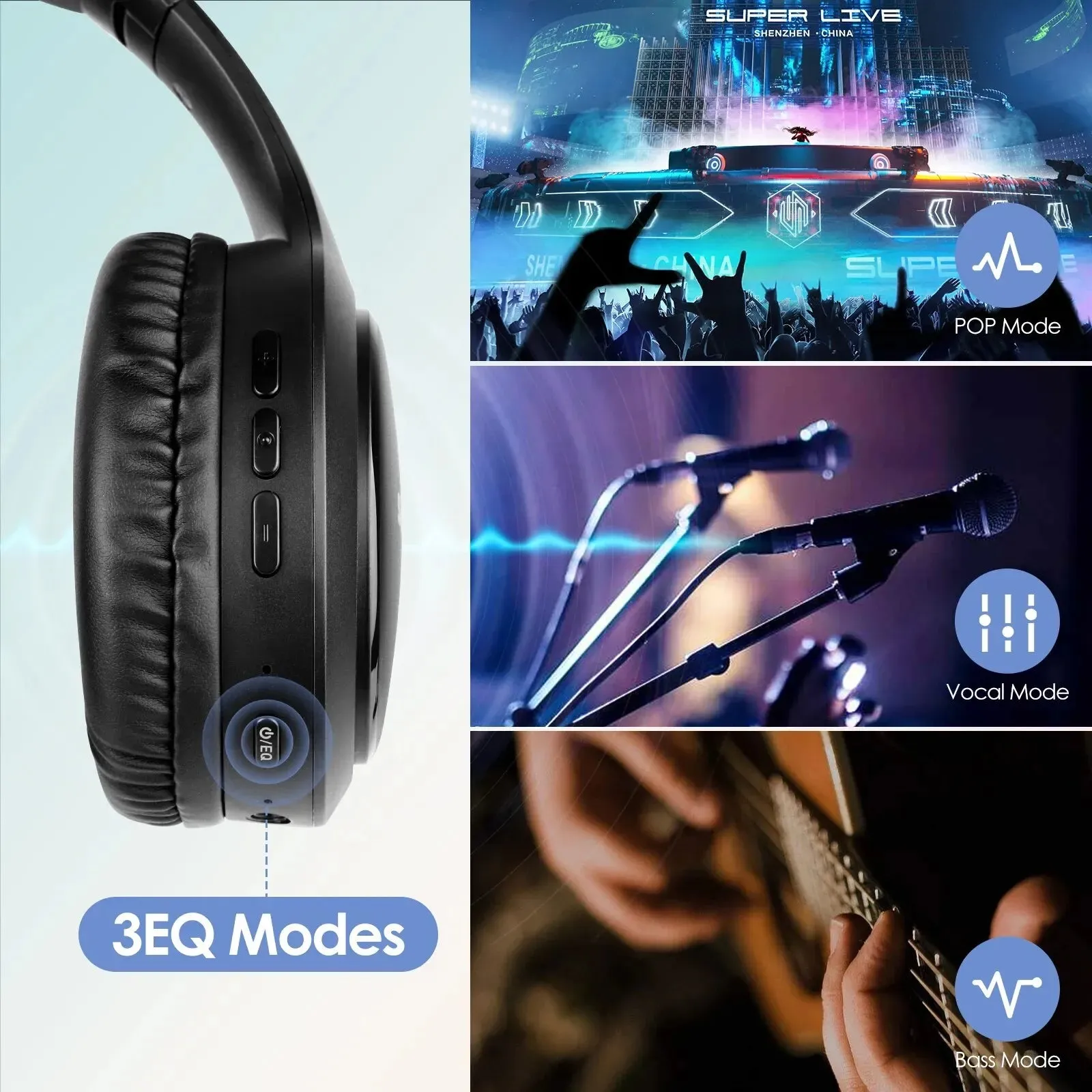 Wireless Bluetooth Headphones Foldable Stereo Earphones Noise Reduction Mic
