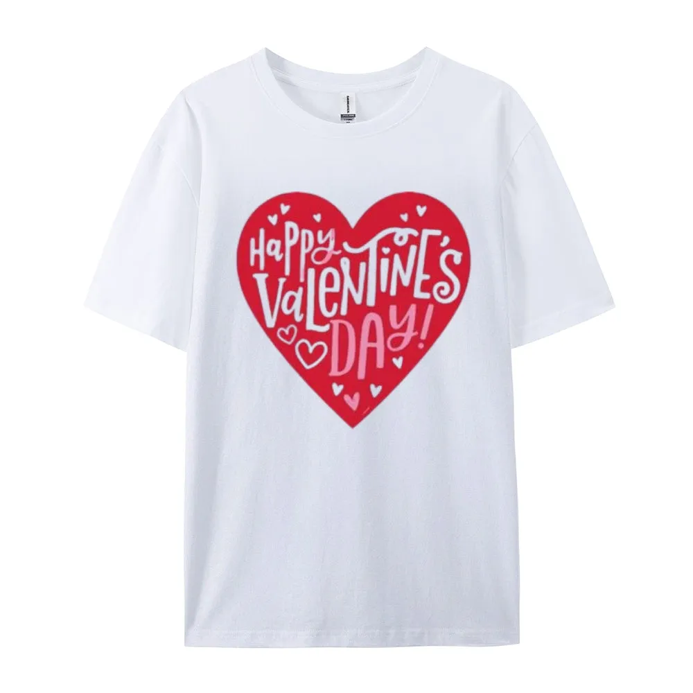 Women Happy Valentine's Day Heart Print Graphic T-shirt