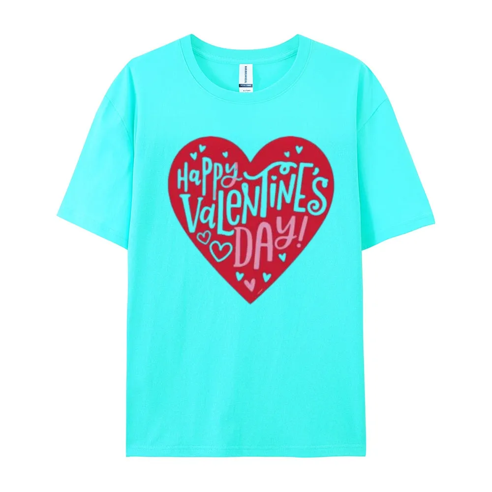 Women Happy Valentine's Day Heart Print Graphic T-shirt