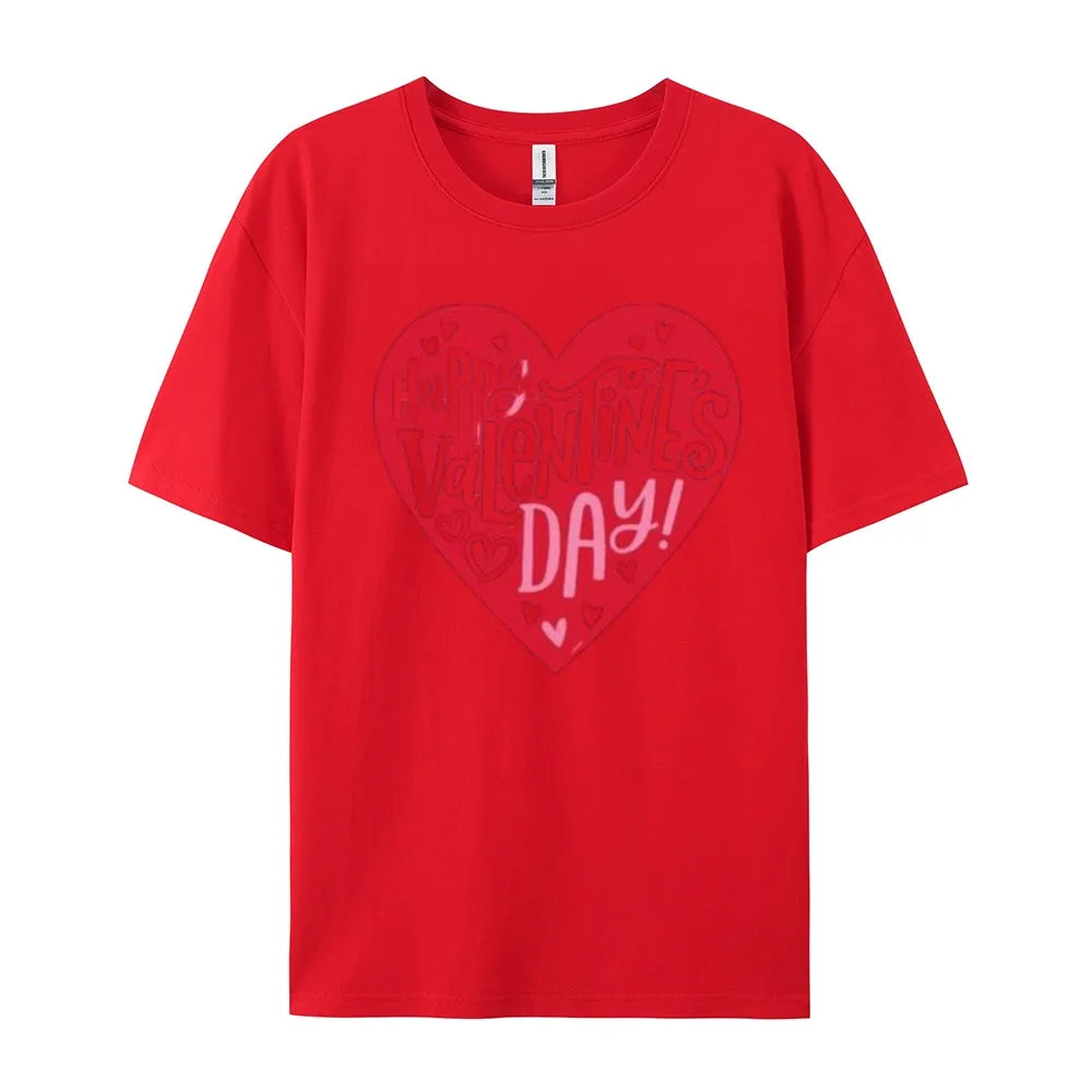 Women Happy Valentine's Day Heart Print Graphic T-shirt