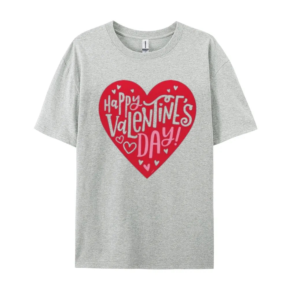 Women Happy Valentine's Day Heart Print Graphic T-shirt