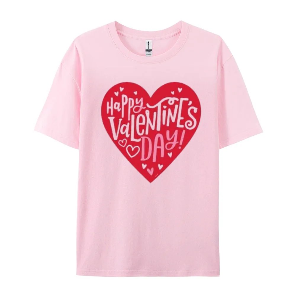 Women Happy Valentine's Day Heart Print Graphic T-shirt