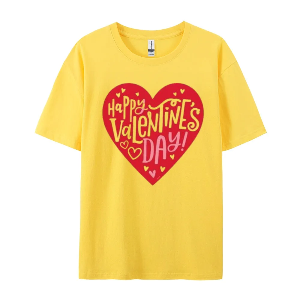Women Happy Valentine's Day Heart Print Graphic T-shirt