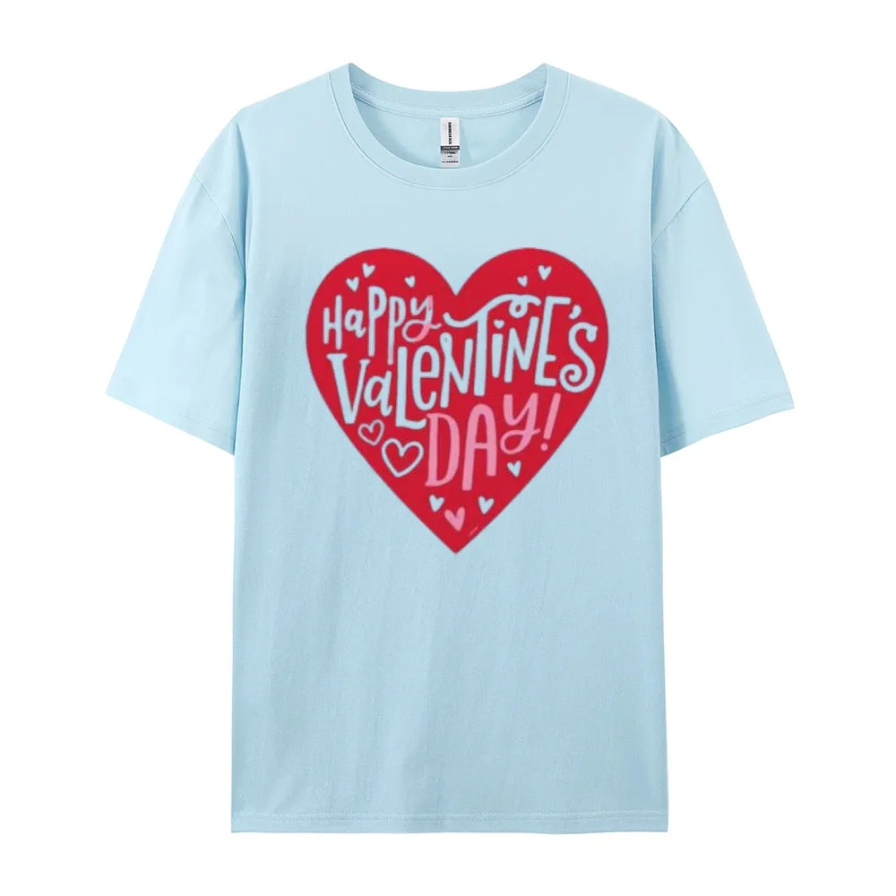 Women Happy Valentine's Day Heart Print Graphic T-shirt