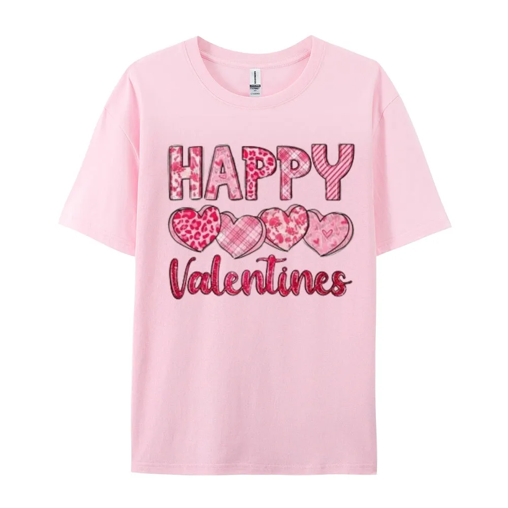 Women Happy Valentine's Day Print Graphic T-shirt