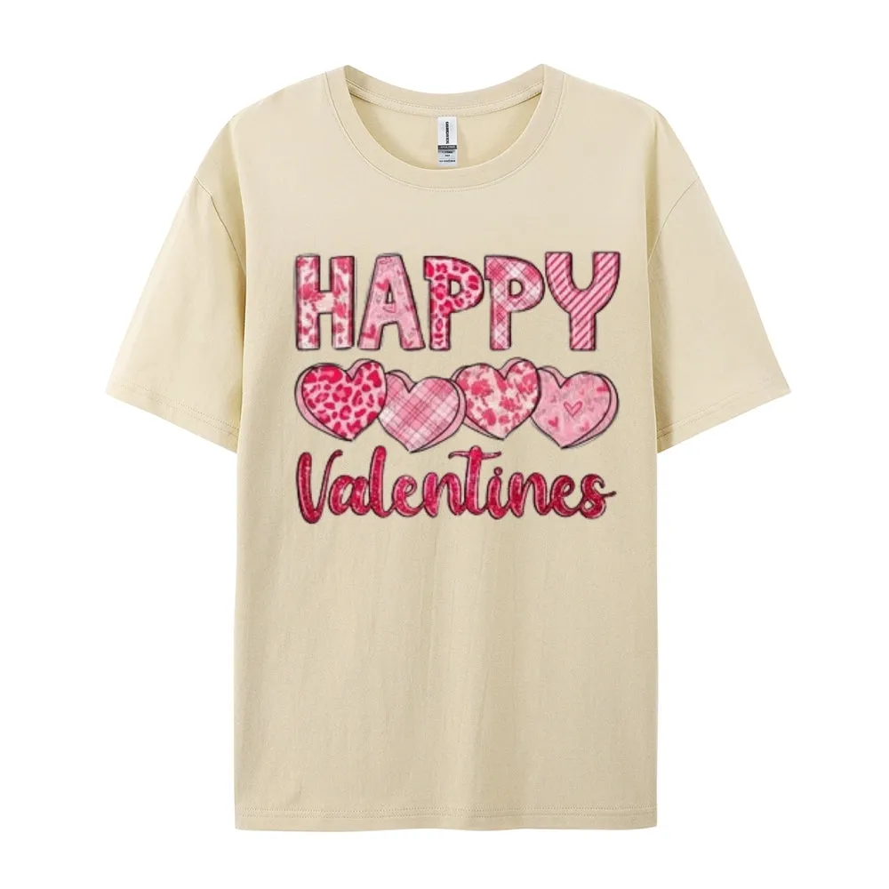 Women Happy Valentine's Day Print Graphic T-shirt