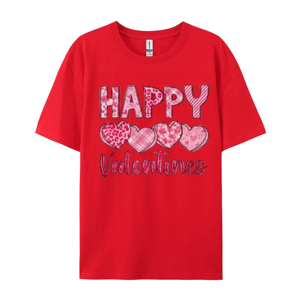 Women Happy Valentine's Day Print Graphic T-shirt