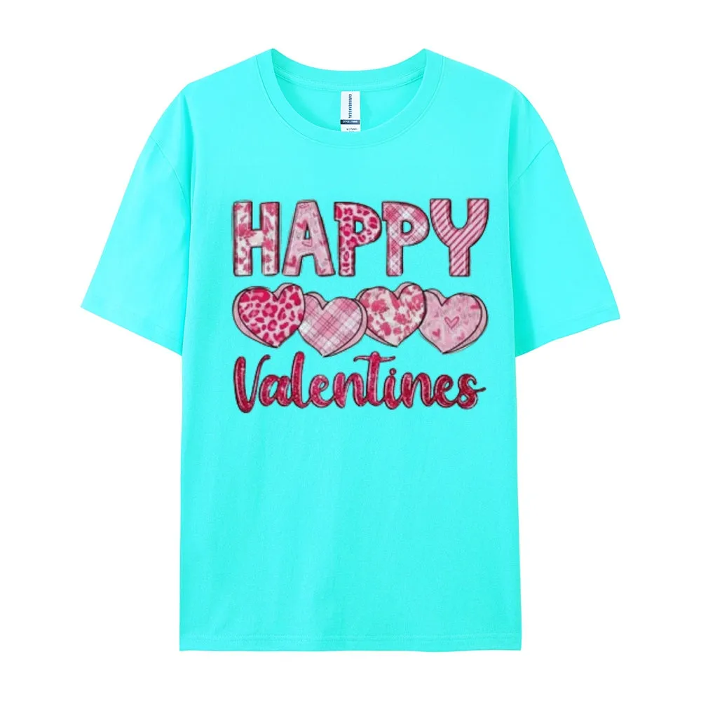 Women Happy Valentine's Day Print Graphic T-shirt