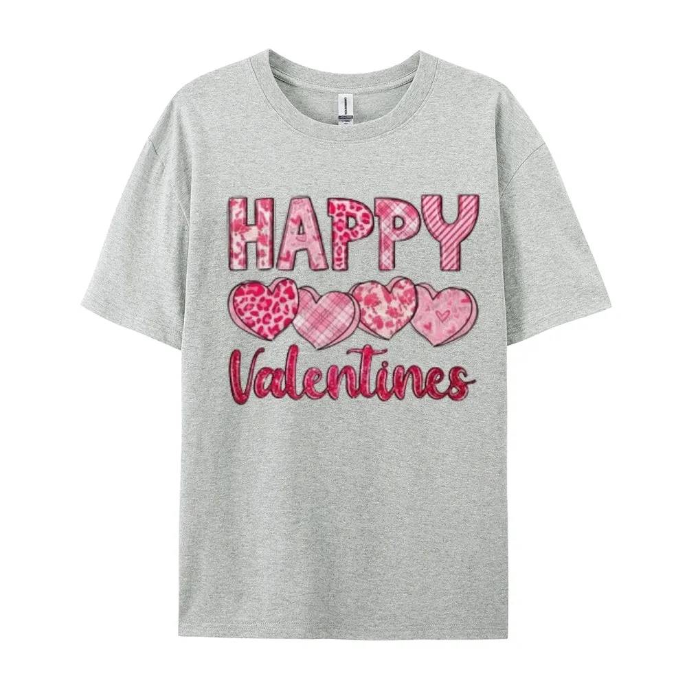 Women Happy Valentine's Day Print Graphic T-shirt