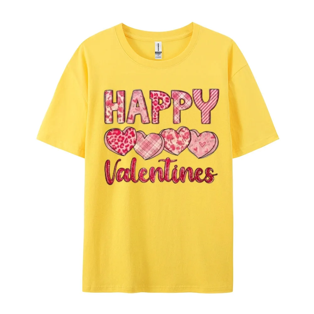 Women Happy Valentine's Day Print Graphic T-shirt