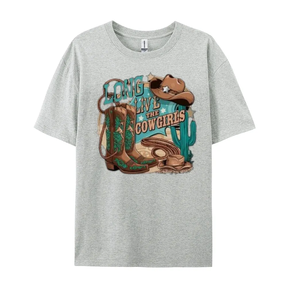 Women Long Live The Cowgirl Print Graphic T-shirt