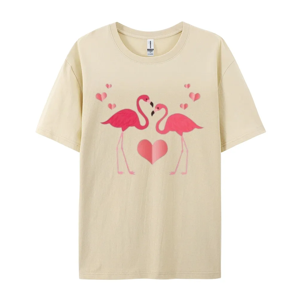 Women Love Flamingo For Valentine's Day Print Graphic T-shirt
