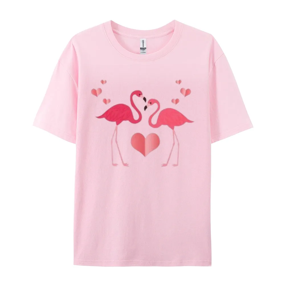 Women Love Flamingo For Valentine's Day Print Graphic T-shirt