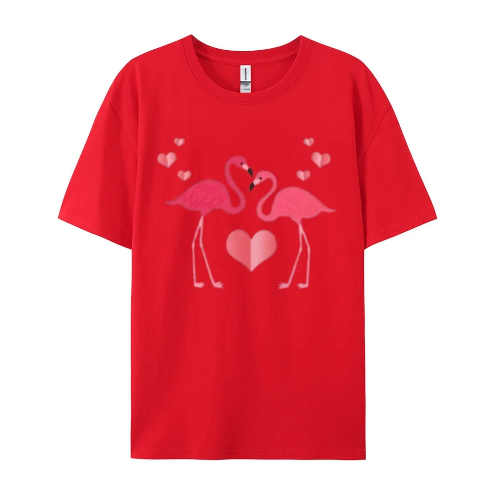 Women Love Flamingo For Valentine's Day Print Graphic T-shirt