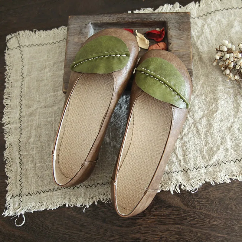 Women Summer Casual Stylished Leaf Soft Sole Slip-Ons Flats Shoes