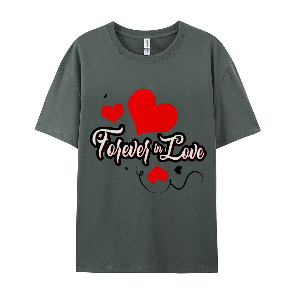 Women Valentine's Day Forever Love Heart Print Graphic T-shirt