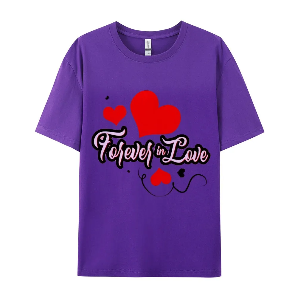 Women Valentine's Day Forever Love Heart Print Graphic T-shirt