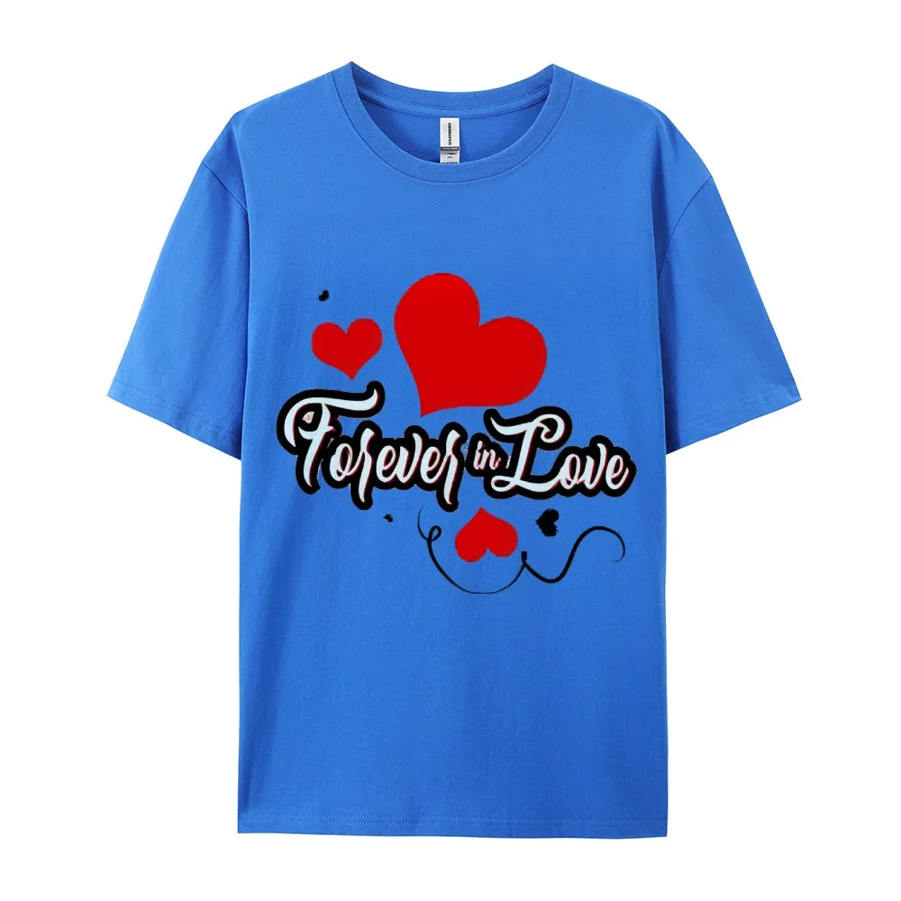 Women Valentine's Day Forever Love Heart Print Graphic T-shirt