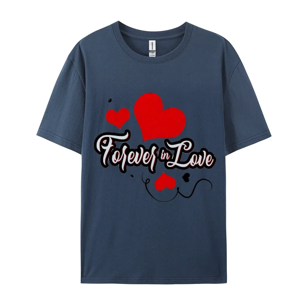 Women Valentine's Day Forever Love Heart Print Graphic T-shirt