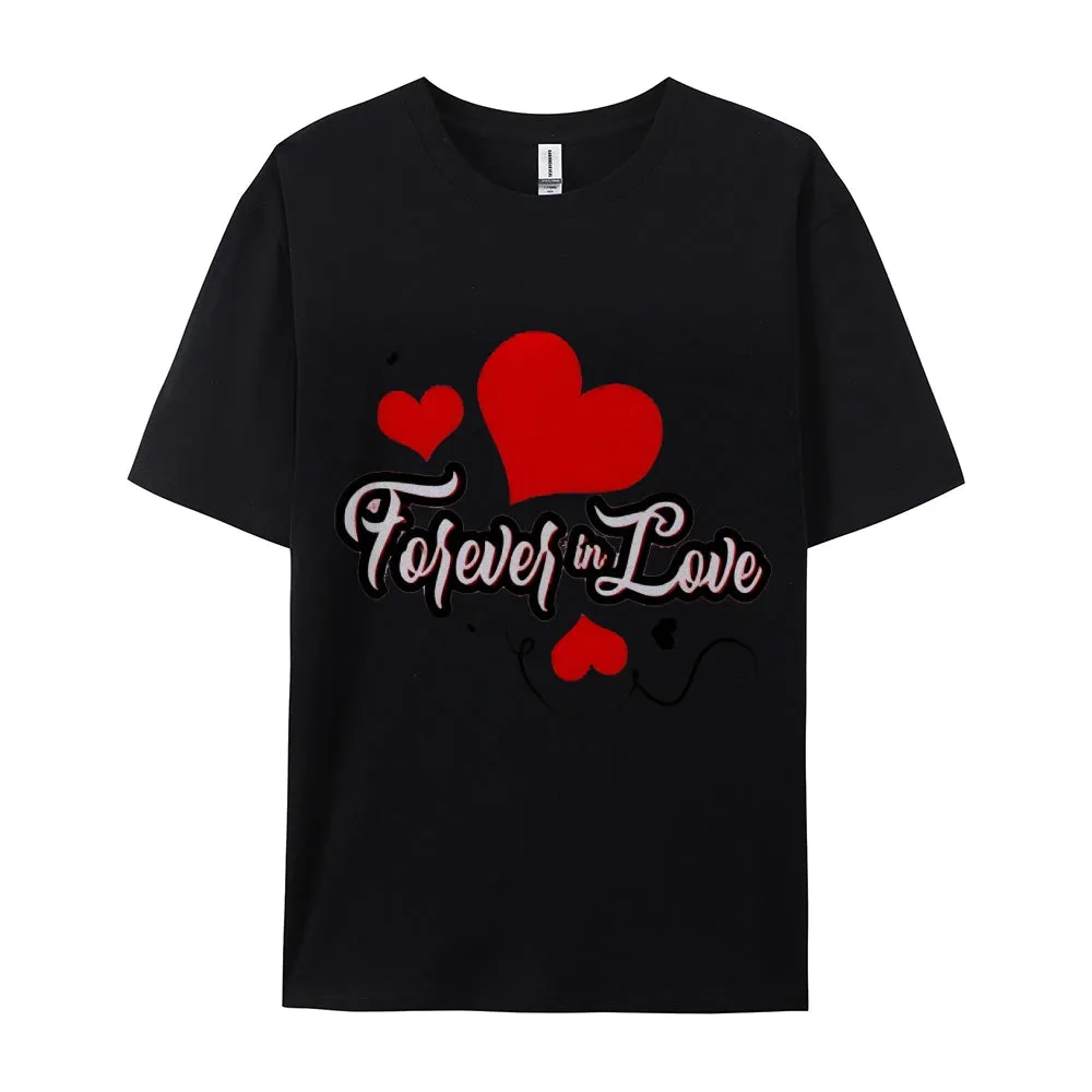 Women Valentine's Day Forever Love Heart Print Graphic T-shirt